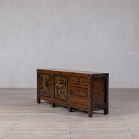 Buffet de style chinois traditionnel en bois massif, reproduction antique, finition brillante, meuble de salon