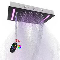 Pommeau de douche moderne en acier inoxydable 304 chromé, 14x20 pouces, LED multifonction, jet pluie complet et cascade, garantie 5 ans