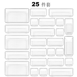 Organiseur de tiroir pour salle de bain, cuisine, bureau, maquillage, plateaux de rangement, plastique PS transparent, moulé par injection, multifonction, 5 tailles - Product Image 4