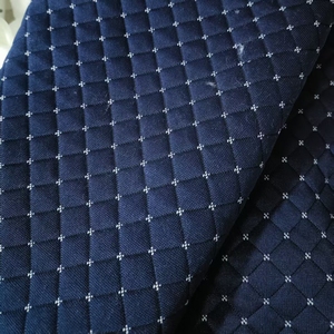 高品质空气层涤纶面料 蓝色提花圆点图案针织面料，用于床垫 - Product Image 2