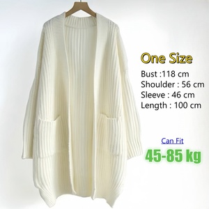 Abrigo Largo Casual de Punto para Mujer de Manga Larga con Bolsillos Cárdigan Suelto Otoño Invierno Suéter Grueso para Dama - Product Image 4