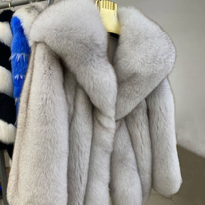 Hermosa ropa de <span class=keywords><strong>mujer</strong></span> suelta de color, ropa de cuello vuelto grande, prendas de vestir de piel Real - Product Image 4