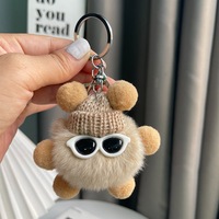 Gantungan Kunci Bola Arang Kecil Bulu Kelinci Lucu Model Eksplosif, Boneka Bola Plush Kelas Atas Kartun Terkenal di Internet, Hadiah Pesta