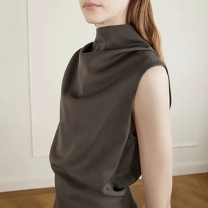 Vestido Mini de Lana para Mujer, Vestido sin Mangas con Cuello Alto, Vestido Corto con Cintura Ajustada que Favorece la Figura - Product Image 2