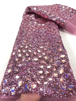 TGC 5 Verges Par Pièce Tissu de Dentelle Brodée Africaine Luxe Style Ethnique Mariage Fête à Paillettes