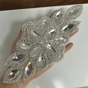 Apliques de diamantes de imitación de plata AB, parches de flores para planchar/coser, accesorios de vestido de novia para decoración de ropa - Product Image 4