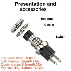 7Mm 3V-6V-12V-24V-230V/1a Voorbedrade Mini Kortstondige Drukknop, Spst Open Aan/Uit 2 Pin Ronde Knop Voor Modelspoorweghobby - Product Image 6