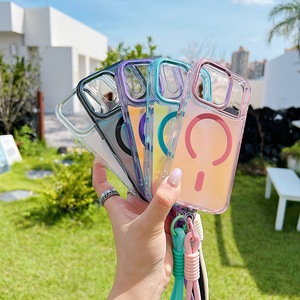 Funda <span class=keywords><strong>para</strong></span> Teléfono Móvil con Cambio de Color Iridiscente, con Cordón, a la Moda, Resistente a Impactos, Magnética, <span class=keywords><strong>para</strong></span> 16/17/15/14/13/12 Pro Max - Product Image 2
