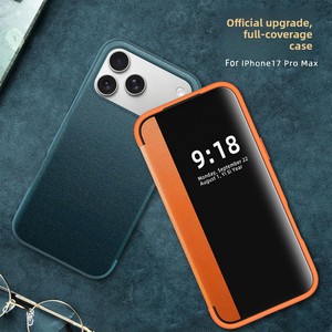 โรงงานฮวนมินนำเสนอเคสหนังเรียบแบบพับได้พร้อมช่องหน้าต่างด้านข้าง เคสป้องกันการตกกระแทก เหมาะสำหรับ iPhone 17 Pro Max - Product Image 1