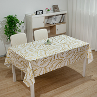 Nappe de table en toile cirée RNPT Gold Leaves Champagne, facile à nettoyer, résistante à la décoloration, rectangulaire