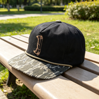 Casquette Snapback en Coton Non Structurée à 5 Panneaux avec Broderie Corde et Logo Personnalisé, Bicolore, Respirante, pour l'Extérieur, Vente en Gros, Gorras
