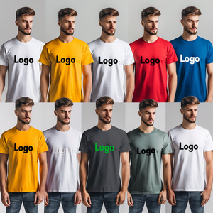 Bulk Custom Logo T-shirts Screen Printed Design 95% Cotton 5% Spandex Preshrunk Short Sleeve T-shirts for Team Event Promotional