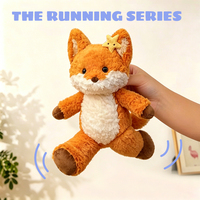 Peluche renard personnalisée de la série Soft Running avec membres mobiles et salopette en jean, poupée renard réaliste pour la vente en gros OEM