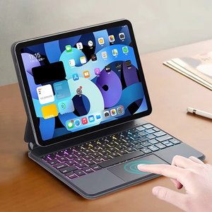 เคสคีย์บอร์ด <span class=keywords><strong>iPad</strong></span> ทำจากอะลูมิเนียมหรูหราพร้อมไฟ LED แบล็คไลท์และที่ใส่ดินสอสำหรับ Pro 11 <span class=keywords><strong>Air</strong></span> <span class=keywords><strong>5</strong></span> 4 10.9ฝาครอบ10.2 - Product Image 1