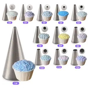 Cake Decorating Supplies Round Stainless Steel Seamless Welding Piping Nozzles Icing Tips