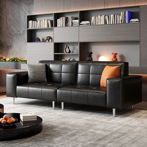 Sofá Seccional de cuero encerado al aceite Retro francés americano, pequeño apartamento/oficina, sala de estar, fila recta de <span class=keywords><strong>dos</strong></span> y <span class=keywords><strong>tres</strong></span> plazas - Product Image 3