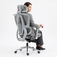 Chaise de bureau ergonomique à dossier haut T606, dossier ergonomique en forme de S, cadre en alliage d'aluminium, soutien lombaire réglable, accoudoirs 4D, 135
