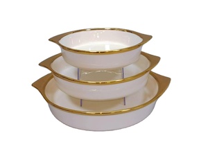 Teglia da Forno Rettangolare <span class=keywords><strong>in</strong></span> Ceramica Bianca Placcata Oro con Rilievo, Piatto da Forno <span class=keywords><strong>in</strong></span> <span class=keywords><strong>Porcellana</strong></span> per Uso Domestico con Manico - Product Image 2
