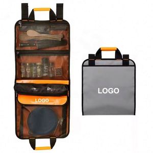 Échantillon Gratuit : Sac de Rangement Suspendu en Toile pour Couverts de Camping, Pique-nique et Barbecue – Pochette Roulante pour Couverts, Sac de Rangement pour Couverts Plats - Product Image 2