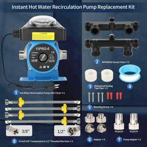 Kit de pompe de recirculation d'eau chaude instantanée Egmiku 15PBG-6 110V avec minuterie intégrée pour systèmes de chauffe-eau - Product Image 4