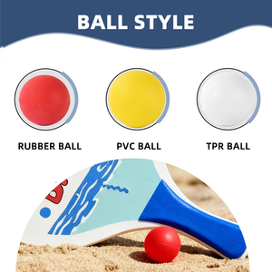 Raquetas de Tenis de Playa con Diseño de Logotipo Personalizado, con 2 Palas y 1 Pelota de Madera para <span class=keywords><strong>Juegos</strong></span> al Aire Libre y Promociones - Product Image 3