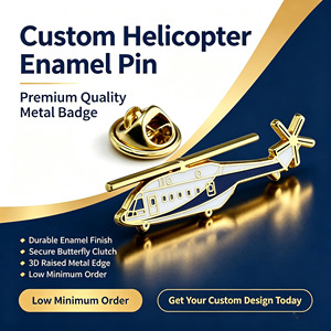 Épingles de revers personnalisées en émail, forme d'hélicoptère, bord surélevé 3D, badge métallique durable, logo personnalisé, faible MOQ pour cadeaux souvenirs d'aviation - Product Image 1