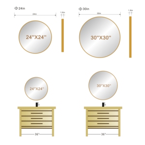 Moderno elegante specchio a forma di vassoio rotondo con cornice dorata opaca 6mm di spessore <span class=keywords><strong>porta</strong></span> della doccia del <span class=keywords><strong>bagno</strong></span> con Product-DKR01 calda in alluminio spazzolato - Product Image 2