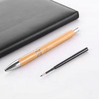 Bolígrafo de madera de bambú con logotipo personalizado, Material metálico ecológico, escritura de 0,7mm para oficina, negocios, promociones, regalos