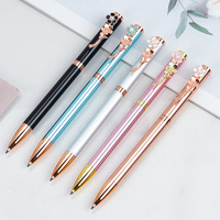 Logo promotionnel de vente chaude rose Art stylo à bille en cristal personnalisé diamants de luxe stylos à bille avec fleur en diamant