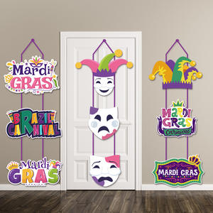 नए कार्निवल मार्डी ग्रास थीम वाले कार्टून क्लोन पत्र डोर पार्टी सजावट पैरिक की दिन पोशाक पार्टी - Product Image 6