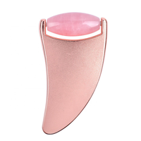 Outil de Gua Sha en Quartz Rose Naturel, Pierre de Massage Facial en Forme de Cœur pour Soins de la Peau