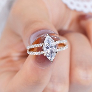 แหวนเพชรโมอิสซาไนต์ทรงมาร์ควิส 6x12 มม. สำหรับผู้หญิง ทองคำ 14K สีเหลือง แบบหนีบเพชร ของเมสซี่ จิวเวลรี่ - Product Image 6