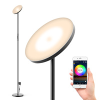 24W inteligente sala de estar dormitorio atenuación luz de color y sombra Control remoto voz atmósfera Rgbw Simple Skyward lámpara de pie