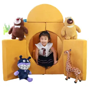 SAIEN Ukuran Kustom Busa Anak-anak Bermain Sofa Set Kain Suede Bermain Cushion Anak Sofa Pembuatan Anak-anak Sofa Sofa Sofa