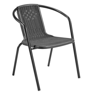 Restaurante Muebles de jardín al aire libre <span class=keywords><strong>Bistro</strong></span> Apilable Silla de comedor de ratán negro natural Moderna - Product Image 1