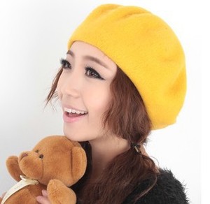 K76 Béret pour femme Printemps Hiver, style peintre, en laine vintage, couleur unie, bonnet chaud pour la marche - Product Image 2