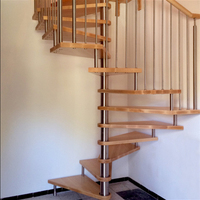 Escalier en colimaçon intérieur en bois et métal combinés, escalier en spirale rond pour salon