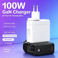 Chargeur rapide GaN multi-ports 100W PD QC3.0 PPS, adaptateur secteur mural, prise US, pour ordinateurs portables et appareils mobiles, approvisionnement en gros