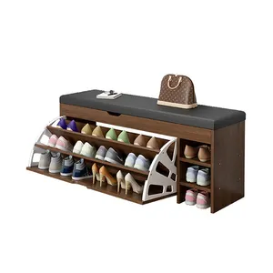 Modern Entryway PU Leather Ottoman Shoe Store Bench Shoe Storage Rack Cabinet With Seats Shoe Changing Stool Bench