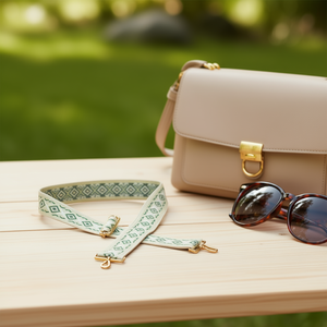 Correa de cincha de 5 cm con estampado a cuadros verde para bolso de mano - Product Image 3