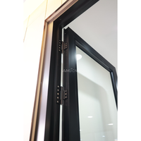 AMJ AS2047 Porte vitrée battante à charnière en aluminium au design simple Porte patio extérieure en aluminium avec treillis pour la cuisine et la chambre à coucher