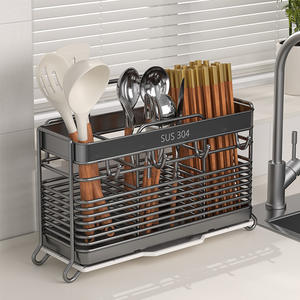 Support mural pour baguettes en acier inoxydable 304 Sus, organisateur de rangement lavable au lave-vaisselle pour ustensiles de cuisine - Product Image 3