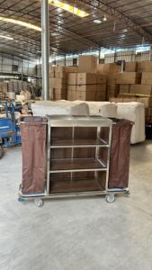 Troli Layanan dari Baja Anti Karat, Troli <span class=keywords><strong>Linen</strong></span> untuk Kebersihan, Troli Layanan Kamar, Perlengkapan Hotel, Peralatan Komersial, Troli Pintu Masuk - Product Image 2