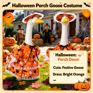 Disfraces de Ganso de Lujo Transpirables Personalizados de <span class=keywords><strong>Halloween</strong></span> con Patrón de Fantasma y Calabaza para Gansos de Concreto de 23 Pulgadas con Ribete de Encaje - Product Image 3