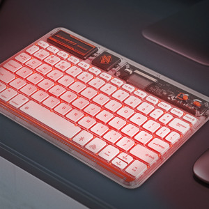 COTECi, tamaño pequeño, 78 teclas, teclado inalámbrico retroiluminado RGB para ordenador portátil/tableta/oficina, funda transparente, función silenciosa, óptico, nuevo - Product Image 6