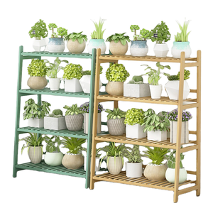Eco-Friendly Natural Bamboo Floor Type Non-Folding Flower <b>Shoe</b> Rack Plant Stand for Kitchen Home Decoration - Product Image 2
