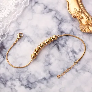 Bijoux fantaisie 316L plaqué or 18 carats en acier inoxydable rond serpent chaîne Bracelets réglable Simple géométrique perle forme Bracelet