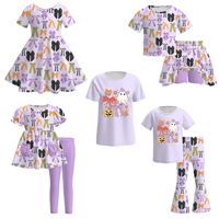 Nouvelle Collection : Ensemble 2 Pièces Imprimé Animal Halloween pour Filles Grandes Tailles – Pantalon Cloche Prêt à Expédier – Vente en Gros pour Boutiques, Tout-petits et Enfants