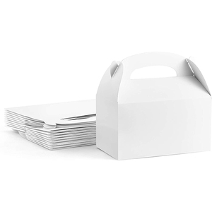 Treat Boxes 30 Pack White Paper Gable Gift Boxes Goodies Favor Box for Kids' Birthday Party, Wedding, Baby Shower, 6.2 x 3.5 x