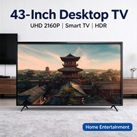 TV LED LCD Android Pintar 50 Inci dengan Kontrol Suara, Layar 4K UHD, dan Stand Meja untuk Hiburan Rumah dan Hotel